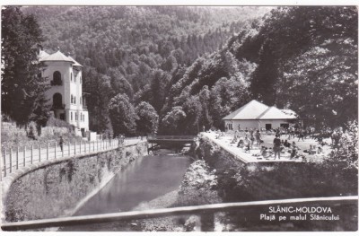 AMS - ILUSTRATA 1237, SLANIC- MOLDOVA, PLAJA PE MALUL SLANICULUI, ANUL 1961 foto