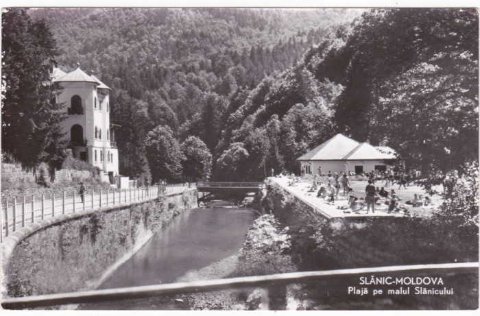 AMS - ILUSTRATA 1237, SLANIC- MOLDOVA, PLAJA PE MALUL SLANICULUI, ANUL 1961