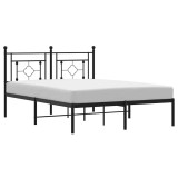 Cumpara ieftin Cadru de pat metalic cu tablie, negru, 140x200 cm