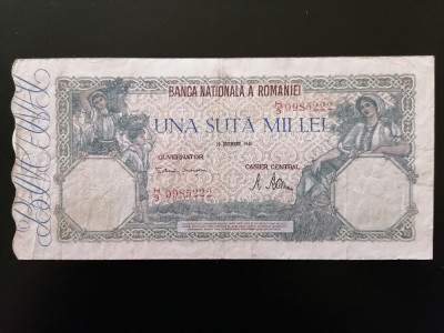 Bancnota-100000 LEI - 20 decemvrie 1946-ROMANIA foto