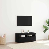 VidaXL Dulap TV cu LED-uri Stejar Negru 90x35x40 cm Lemn