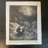 Gustave Dore, Uciderea Leviatanului, litografie, sec. XIX