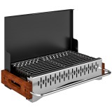 Outsunny Grătar Portabil cu Cărbune, Tava Detașabilă, din Oțel Inoxidabil și Metal, 50,5x34x33 cm, Negru | Aosom Romania