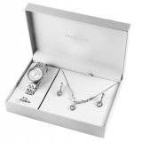Set Cadou Femei Ceas, Colier, Inel &amp; Cercei Swarovski Hearts Silver. Bijuterii Elegante Damă, Cutie Cadou Inclusă!