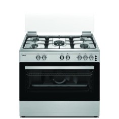 Aragaz Samus SM950AGRXS1, Latime 90 cm, 5 arzatoare (unul WOK), Cuptor pe gaz, Inox