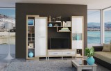 Living Sicilia 267x43x197cm Sonoma + Alb Lucios
