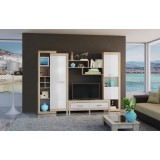 Living Sicilia 267x43x197cm Sonoma + Alb Lucios