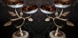 Set de 2 superbe sfeșnice din bronz masiv și sidef in stilul Rococo