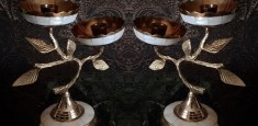 Set de 2 superbe sfeșnice din bronz masiv și sidef in stilul Rococo