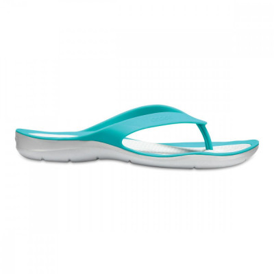 Șlapi Crocs Women&amp;#039;s Swiftwater Flip Albastru - Tropical Teal/Pearl White foto