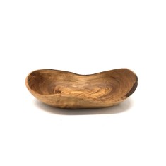 Bol rustic oval din lemn de maslin, 14-16 cm, pentru gustari si servire