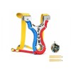 Set praștie multifunctionala si 50 bile din sticle 14 mm, DEPOX&reg;, metal, 2 elastice de rezervă, rosu/albastru, 11 cm