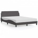 VidaXL Cadru de pat cu tăblie, gri, 140x200 cm, piele ecologică