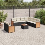 vidaXL Set canapele de grădină cu perne, 10 piese, negru, poliratan