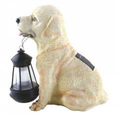 Lampa solara decorativa LED, model caine cu felinar, din rasina si plastic, H 25 cm foto
