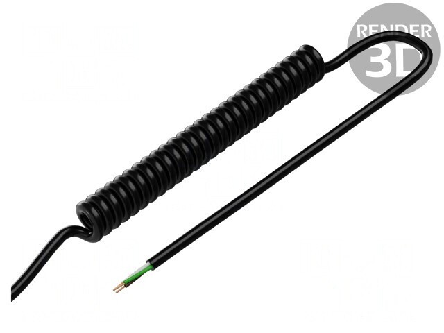 Cablu spiralat neecranat negru 0,3m-1,2m