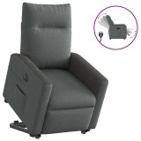 vidaXL Fotoliu electric rabatabil cu ridicare, gri &icirc;nchis, textil
