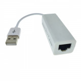 Placa de retea, USB 2.0 tata la RJ-45 mama, adaptor LAN Ethernet, internet 10 100 Mbps, alb