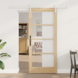 Ușă glisantă vidaXL cu set de accesorii &#039;ORKDAL&#039;Lemn Solid &amp; Sticlă