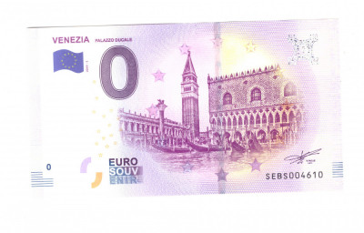 Bancnota souvenir Italia 0 euro Venezia Palazzo Ducale 2019-1, UNC foto
