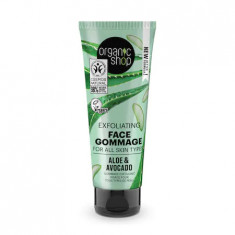 Gomaj exfoliant pentru toate tipurile de ten Avocado & Aloe, 75ml, Organic Shop