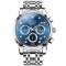 Ceas barbati Olevs Quartz Elegant Casual Analog Indici Luminosi Data Argintiu Albastru