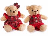 Cumpara ieftin Set 2 figurine Ursuleti Craciun textil multicolor cm 21 x 16 x 22 H