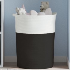 Gossi cos de depozitare, negru si alb, &Oslash;49x65 cm, bumbac