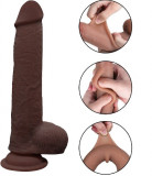 Dildo Sam Sliding&amp;Bendable, TPE Strat Dublu, Maro, 22.5 cm, Mokko Toys