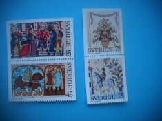 HOPCT TIMBRE SUEDIA MNH 1100 CRACIUN -PICTURA RUSTICA -4 VAL 1973-NESTAMPILAT foto