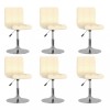 VidaXL Scaune de bucătărie pivotante, 6 buc., crem, material textil