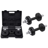 Set de gantere, 19 piese, 15 kg, fontă