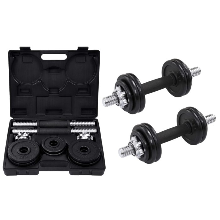 Set de gantere, 19 piese, 15 kg, fontă