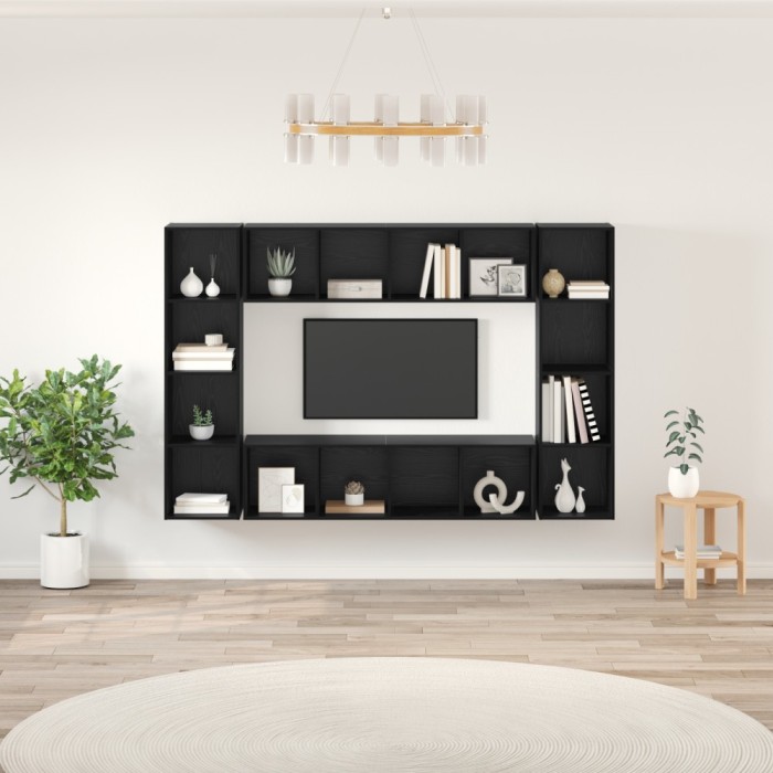 vidaXL Set comodă TV 4 pcs Negru 37 x 37 x 142.5 cm Lemn compozit