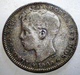 J.185 SPANIA ALFONSO XIII 1 UNA PESETA 1900 ARGINT