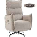 HOMCOM Fotoliu relax electric rotativ pentru adulți, fotoliu cu material aspect in și porturi de &icirc;ncărcare, bej | Aosom Romania