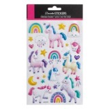 Autocolante Pop Up Unicorni, Nori și Curcubeu 3D Multicolor, CMCLASS