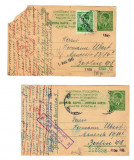 Serbia, ocupatia Germana 1941 - Doua carti postale, cenzurate