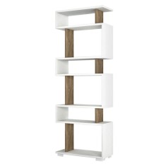 Biblioteca Bonami 745DCD3606, 165x60 cm, 6 nivele, acoperire cu melamina, alb/maro foto
