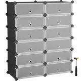 SONGMICS Etajera pantofi 83x31x105 cm, 12 compartimente modulare cu usi rabatabile, negru si alb Household NewTrend