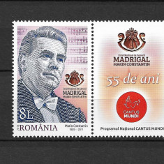 ROMANIA 2018 - CORUL MADRIGAL, 55 ANI, VINIETA 1, MNH - LP 2183a