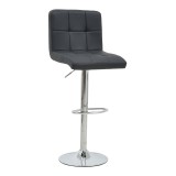 Cumpara ieftin Scaun bar Remina inaltime ajustabila negru piele ecologica PU picior metalic cromat 44x44x112 cm