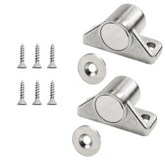 Set 2 incuietori magnetice pentru mobila, Minetgnon&reg;, Magnet puternic neodim, Cu suruburi, Metal, Argintiu