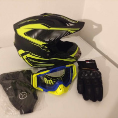 Casca moto/atv/enduro+Ochelari+Manusi+Cagula marime S(55-56 cm)