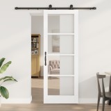 Ușa glisantă vidaXL cu set de accesorii &#039;ORKDAL&#039;Alb Lemn Masiv &amp; Sticlă, Ușa interioară vidaXL cu sticlă &#039;ORKDAL&#039;Alb 78x211x4 cm
