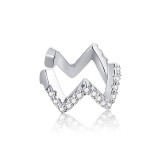 Cercel ear cuff argint 925, JW974, model zig-zag, placat cu rodiu