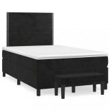 Cumpara ieftin Pat box spring cu saltea, negru, 120x200 cm, catifea
