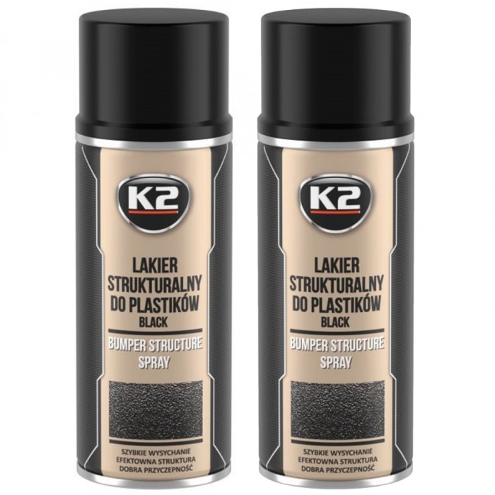 Pachet 2 Vopsea Texturata K2 pentru plastic bara protectie 400 ml