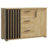Comoda Montana 120 cu 2 usi si 3 sertare, 120x37x80 cm, craft si negru Household NewTrend