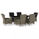vidaXL Set mobilier de exterior cu perne, 7 piese, maro, poliratan
